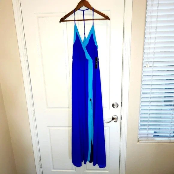 Lulus | Dresses | Lulus Bright Side Cobalt Blue Color Block Maxi Dress Xs  Nwt | Poshmark
